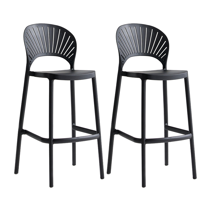 29.53" Plastic Scandinavian Kitchen Dining Room Armless Stool Low Back Bar Stool
