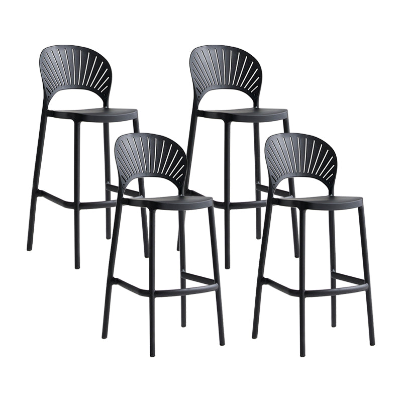 29.53" Plastic Scandinavian Kitchen Dining Room Armless Stool Low Back Bar Stool