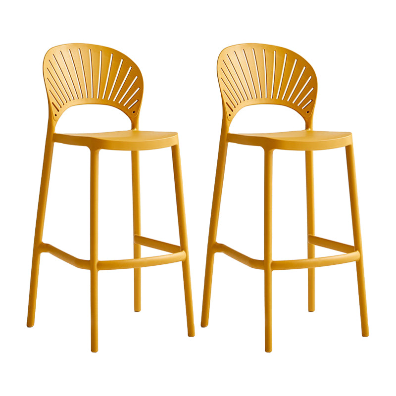 29.53" Plastic Scandinavian Kitchen Dining Room Armless Stool Low Back Bar Stool