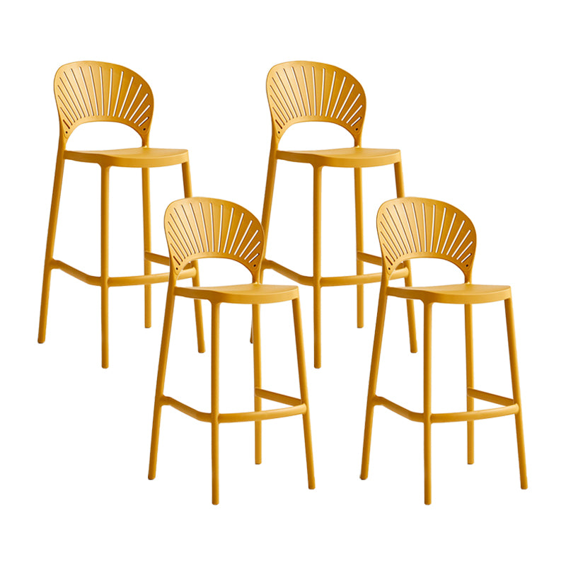29.53" Plastic Scandinavian Kitchen Dining Room Armless Stool Low Back Bar Stool