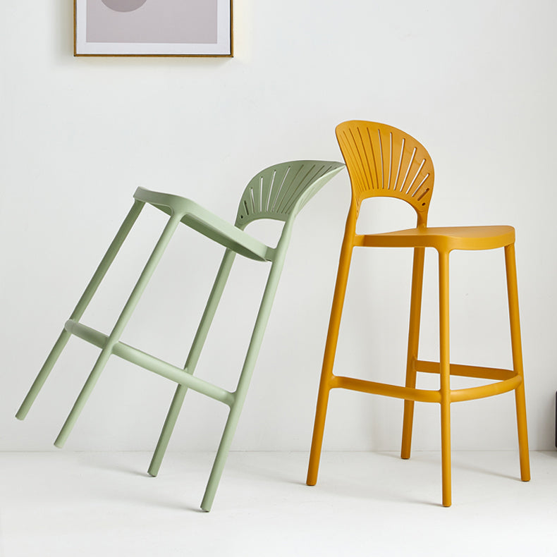 29.53" Plastic Scandinavian Kitchen Dining Room Armless Stool Low Back Bar Stool