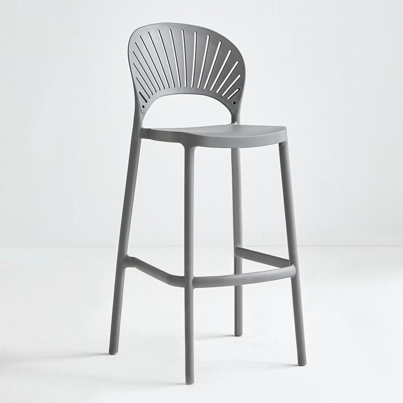 29.53" Plastic Scandinavian Kitchen Dining Room Armless Stool Low Back Bar Stool