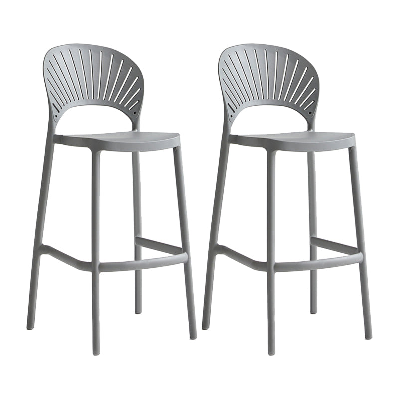 29.53" Plastic Scandinavian Kitchen Dining Room Armless Stool Low Back Bar Stool