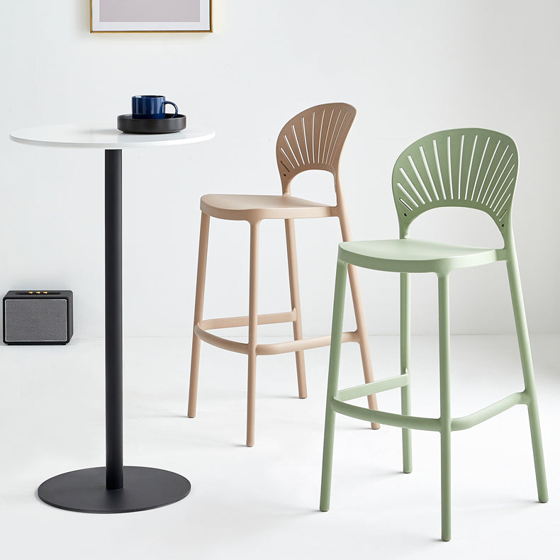 29.53" Plastic Scandinavian Kitchen Dining Room Armless Stool Low Back Bar Stool