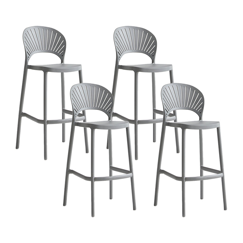 29.53" Plastic Scandinavian Kitchen Dining Room Armless Stool Low Back Bar Stool