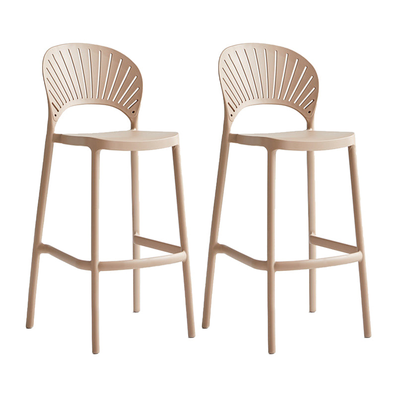 29.53" Plastic Scandinavian Kitchen Dining Room Armless Stool Low Back Bar Stool