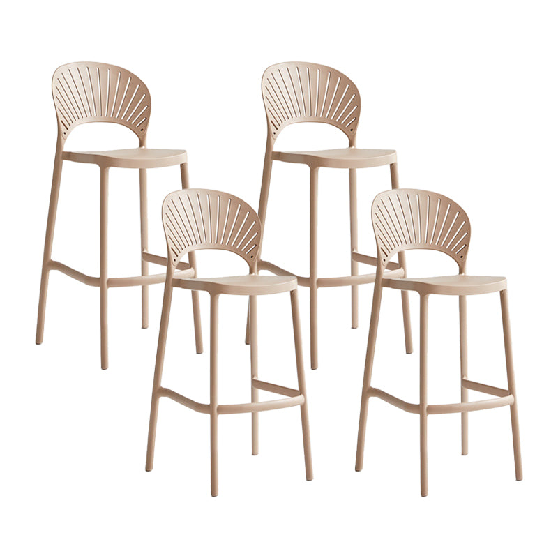 29.53" Plastic Scandinavian Kitchen Dining Room Armless Stool Low Back Bar Stool