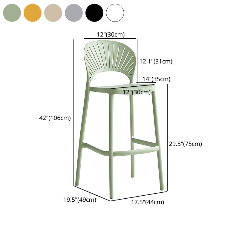 29.53" Plastic Scandinavian Kitchen Dining Room Armless Stool Low Back Bar Stool
