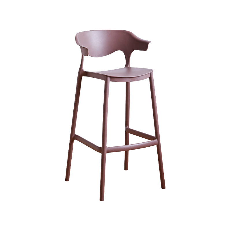 Contemporary Plastic Kitchen Dining Room Arm Stool Low Back Bar Stool
