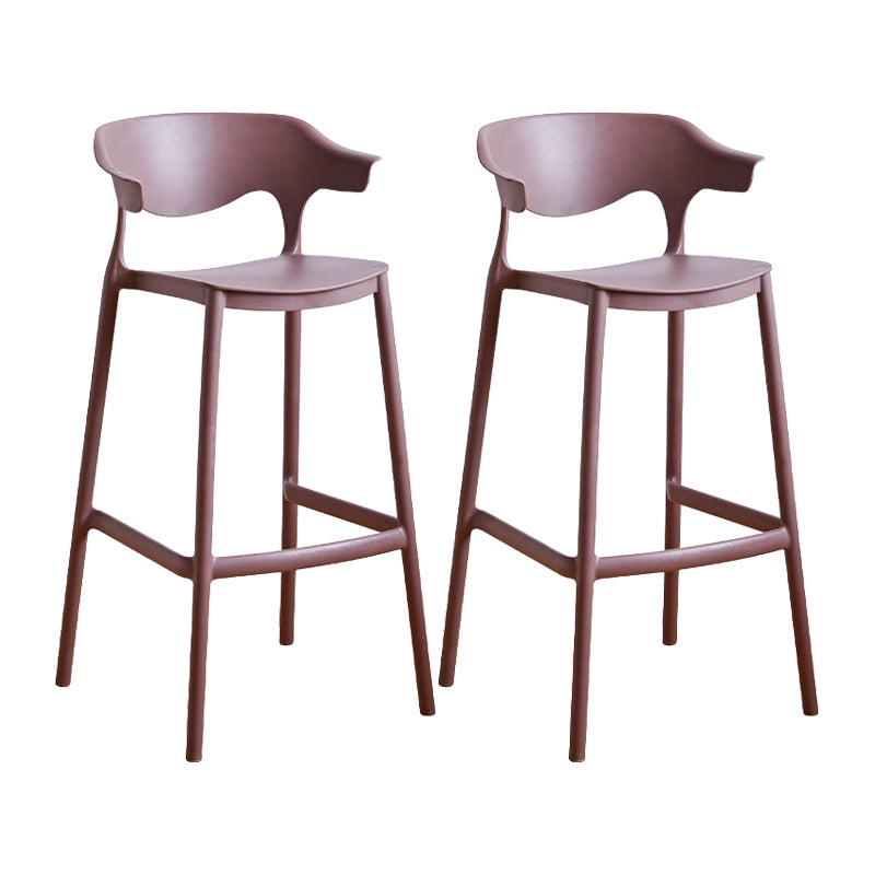 Contemporary Plastic Kitchen Dining Room Arm Stool Low Back Bar Stool