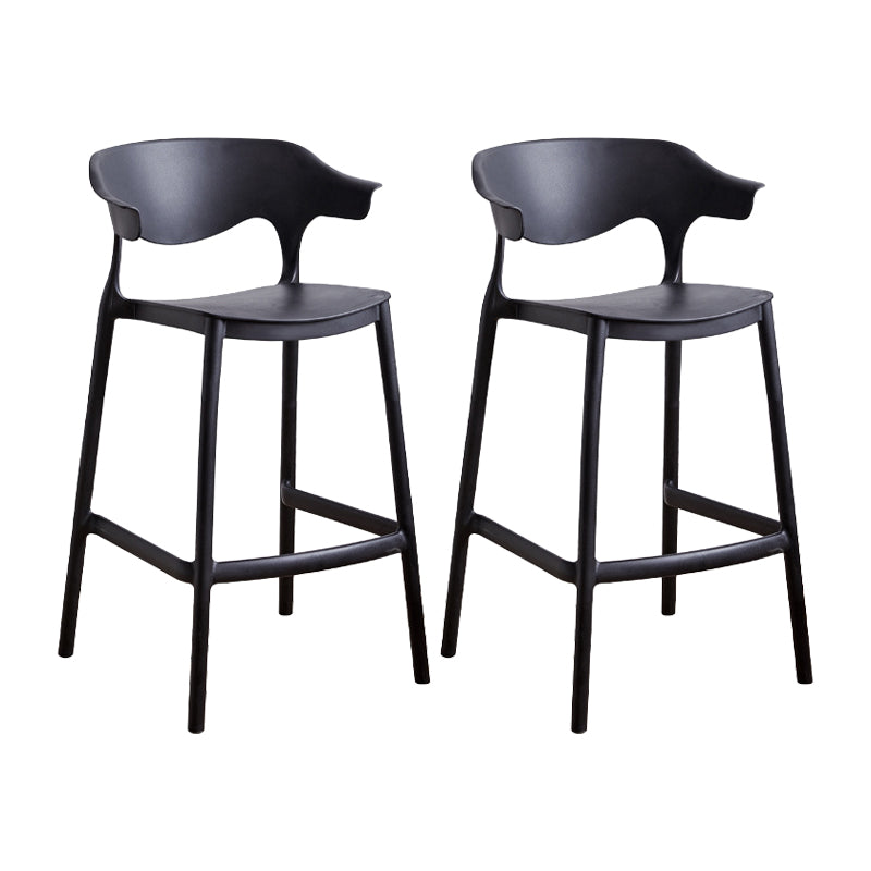 Contemporary Plastic Kitchen Dining Room Arm Stool Low Back Bar Stool
