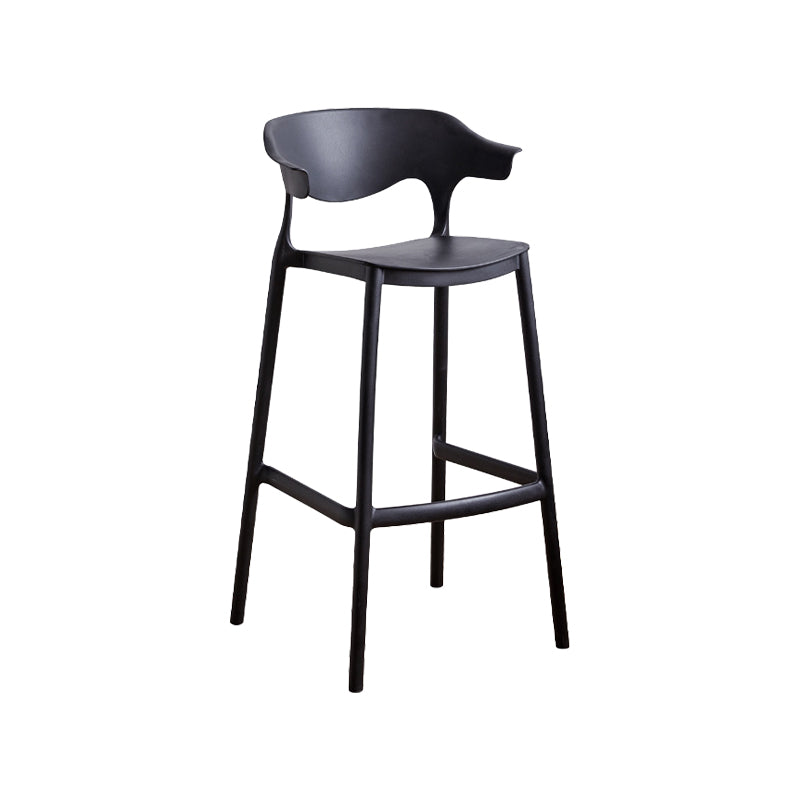 Contemporary Plastic Kitchen Dining Room Arm Stool Low Back Bar Stool