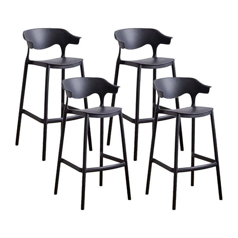 Contemporary Plastic Kitchen Dining Room Arm Stool Low Back Bar Stool