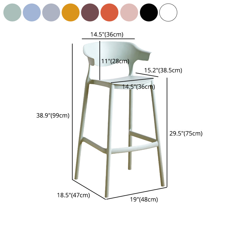 Contemporary Plastic Kitchen Dining Room Arm Stool Low Back Bar Stool