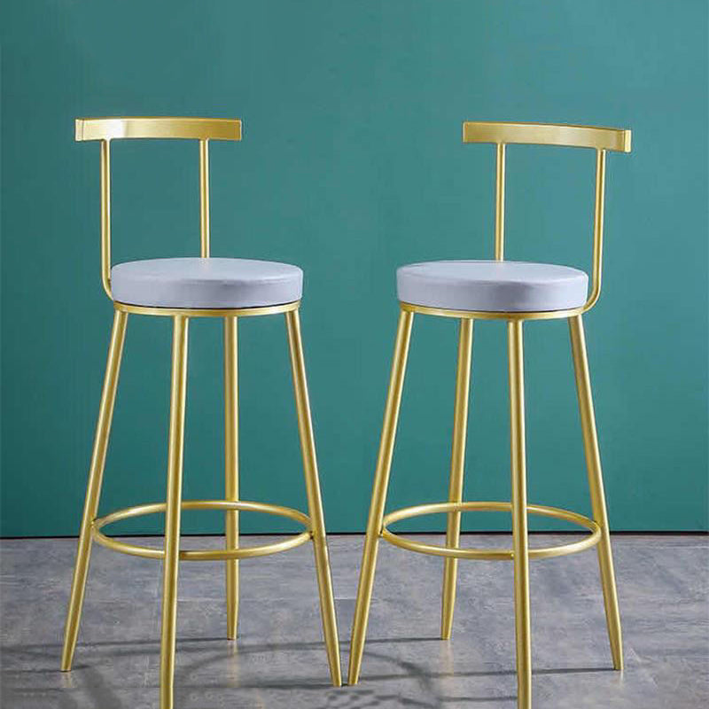 Glam Low Back Bar and Counter Stool Round Stool with 4 Gold Legs