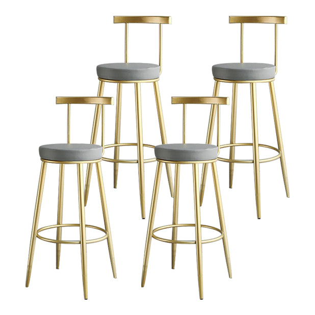 Glam Low Back Bar and Counter Stool Round Stool with 4 Gold Legs