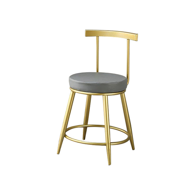 Glam Low Back Bar and Counter Stool Round Stool with 4 Gold Legs