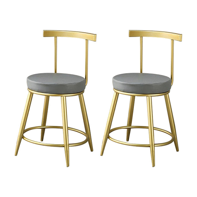 Glam Low Back Bar and Counter Stool Round Stool with 4 Gold Legs