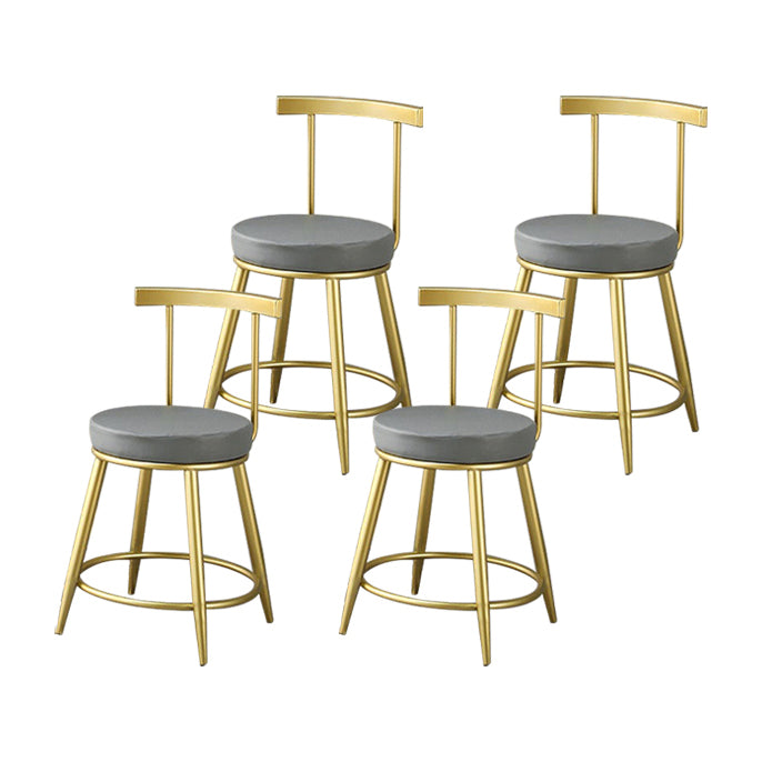 Glam Low Back Bar and Counter Stool Round Stool with 4 Gold Legs