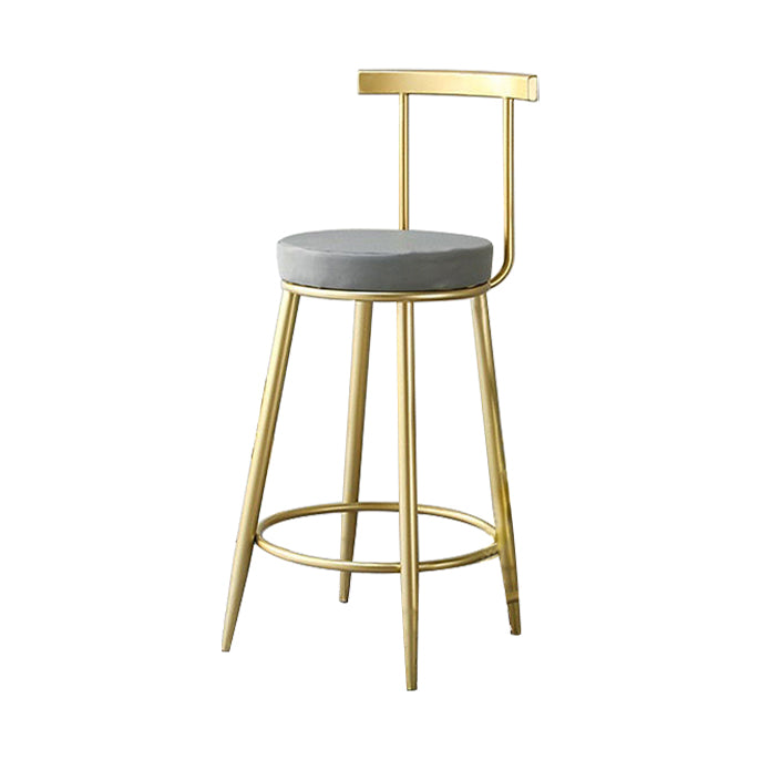 Glam Low Back Bar and Counter Stool Round Stool with 4 Gold Legs