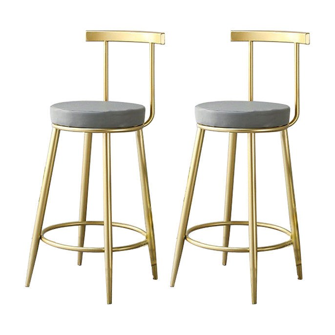 Glam Low Back Bar and Counter Stool Round Stool with 4 Gold Legs