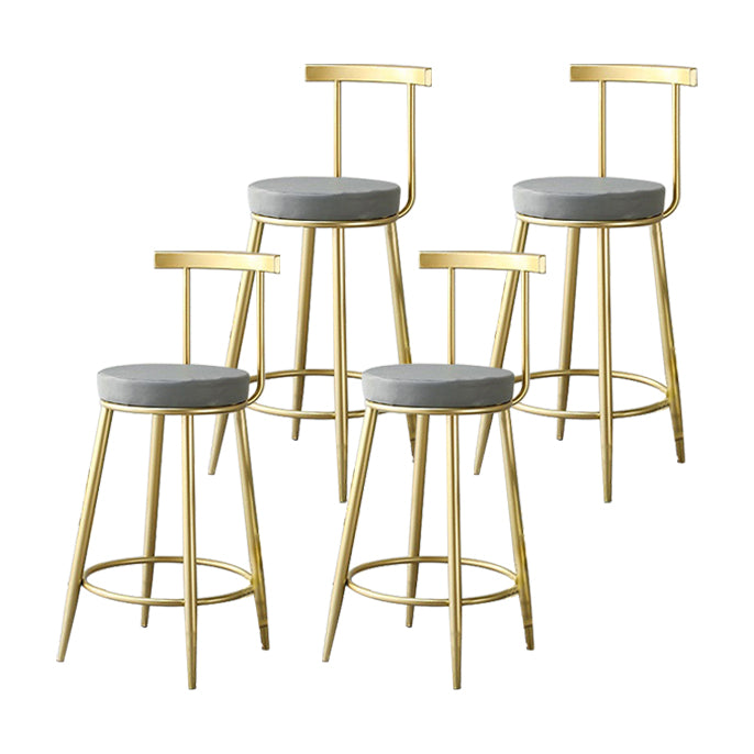 Glam Low Back Bar and Counter Stool Round Stool with 4 Gold Legs