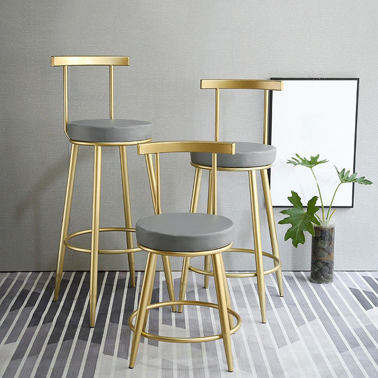 Glam Low Back Bar en Counter Stool Round Stool met 4 gouden benen