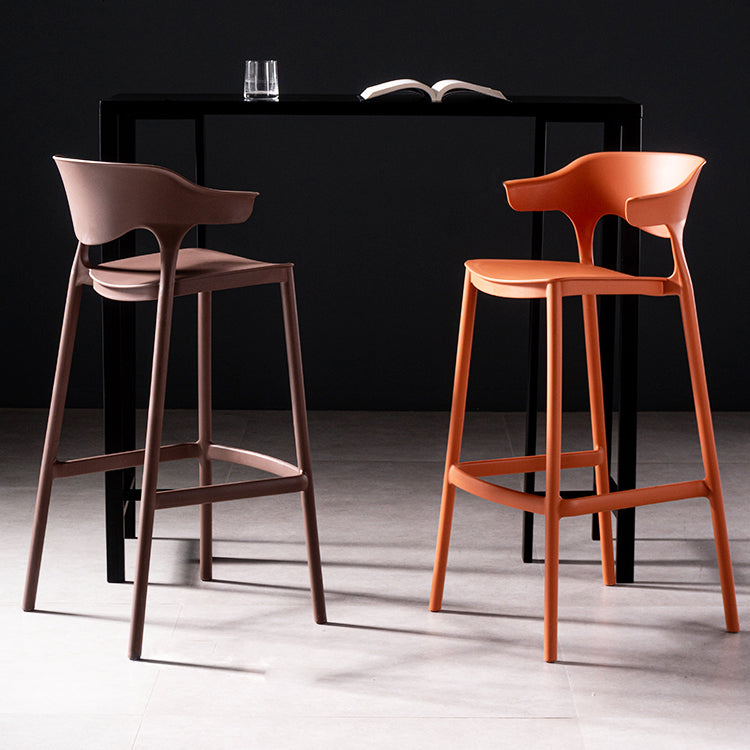 30 inch Plastic Scandinavian Armless Stool Low Back Bar Stool for Kitchen