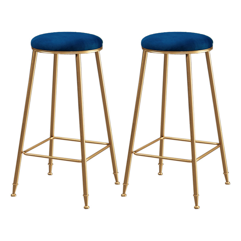 Scandinavian Upholstered Fabric Stools for Home Armless Backless Stools with 4 Gold Legs