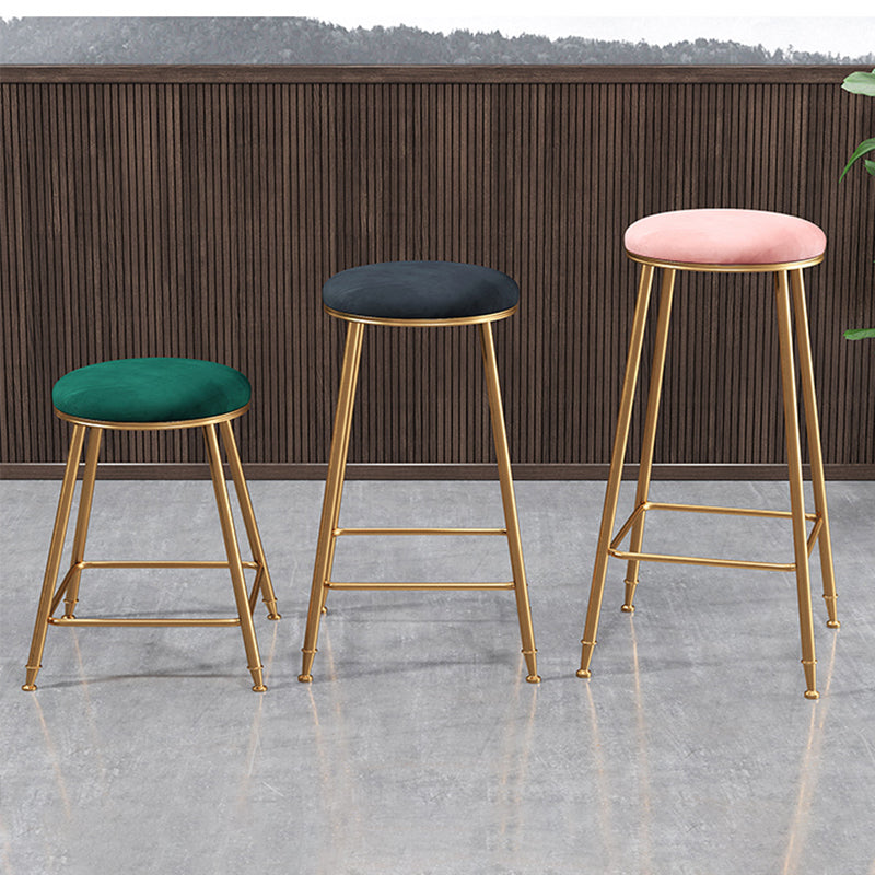 Scandinavian Upholstered Fabric Stools for Home Armless Backless Stools with 4 Gold Legs