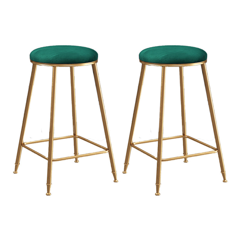 Scandinavian Upholstered Fabric Stools for Home Armless Backless Stools with 4 Gold Legs