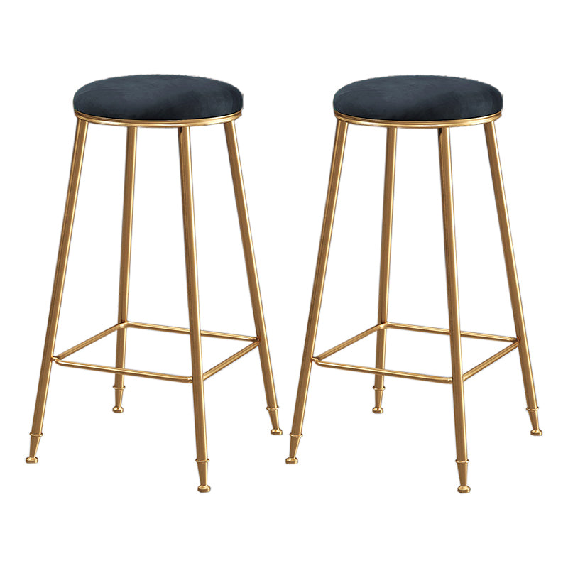 Scandinavian Upholstered Fabric Stools for Home Armless Backless Stools with 4 Gold Legs