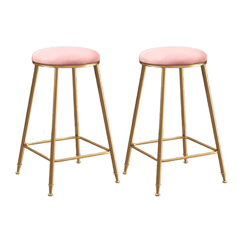 Scandinavian Upholstered Fabric Stools for Home Armless Backless Stools with 4 Gold Legs
