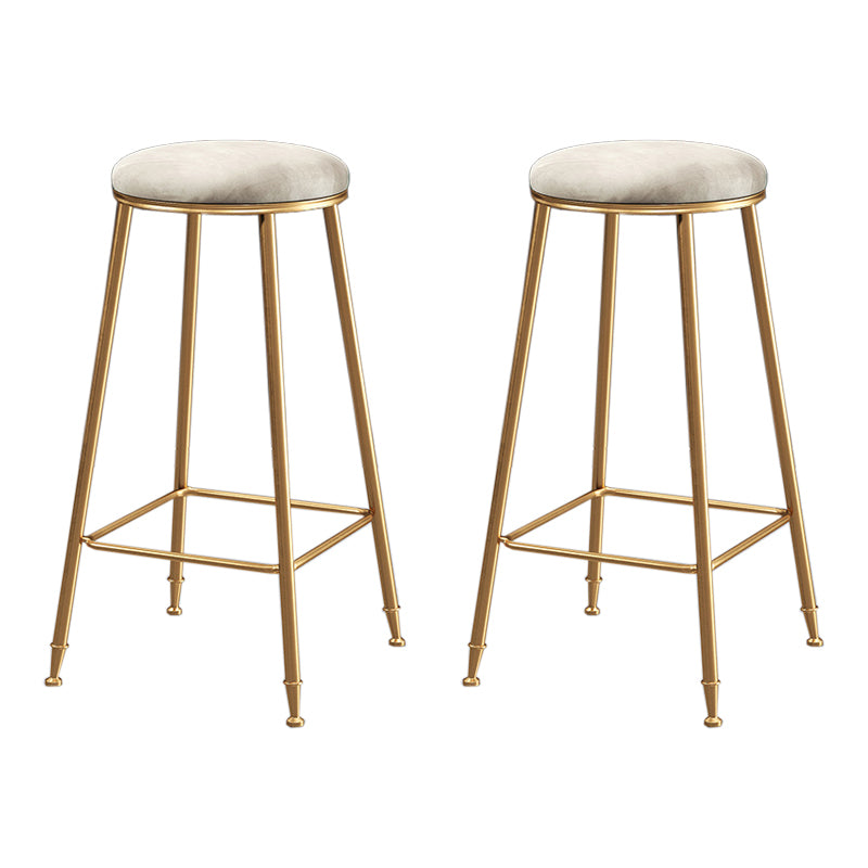 Scandinavian Upholstered Fabric Stools for Home Armless Backless Stools with 4 Gold Legs