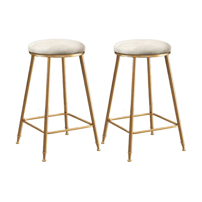 Scandinavian Upholstered Fabric Stools for Home Armless Backless Stools with 4 Gold Legs