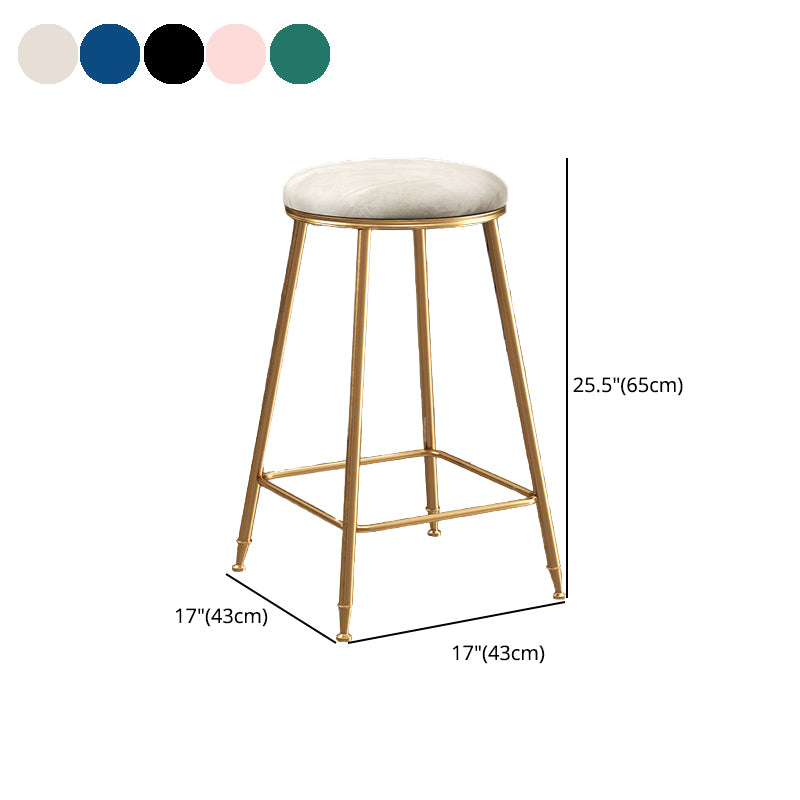 Scandinavian Upholstered Fabric Stools for Home Armless Backless Stools with 4 Gold Legs