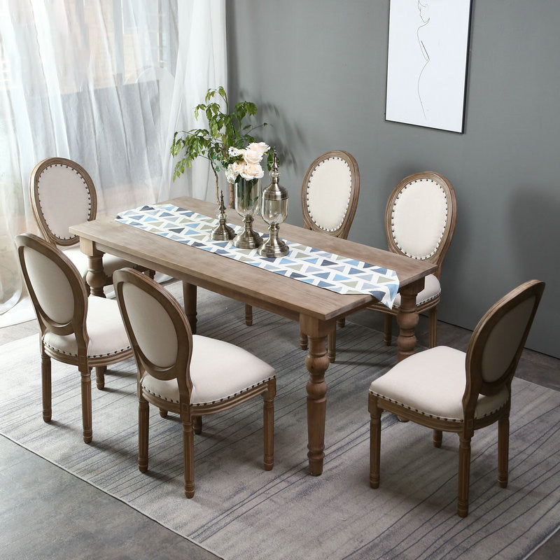 Mesa medieval moderna de madera de pino, mesa antigua rectangular para interiores con 4 patas
