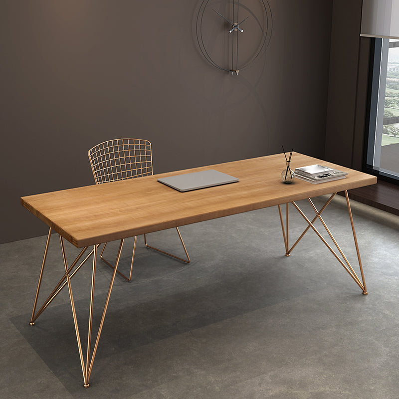 Rectangle Luxury Dining Table Wood Color Fixed Table of Solid Wood with 4 Legs