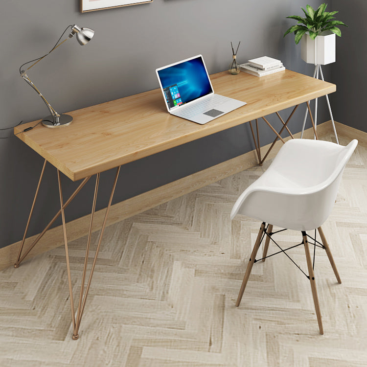 Rectangle Luxury Dining Table Wood Color Fixed Table of Solid Wood with 4 Legs