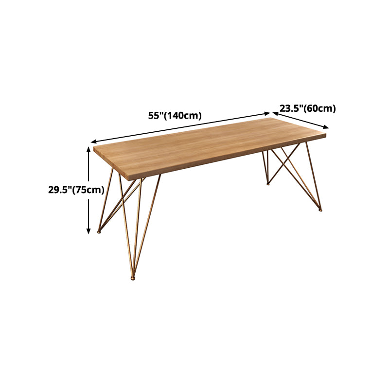 Rectangle Luxury Dining Table Wood Color Fixed Table of Solid Wood with 4 Legs