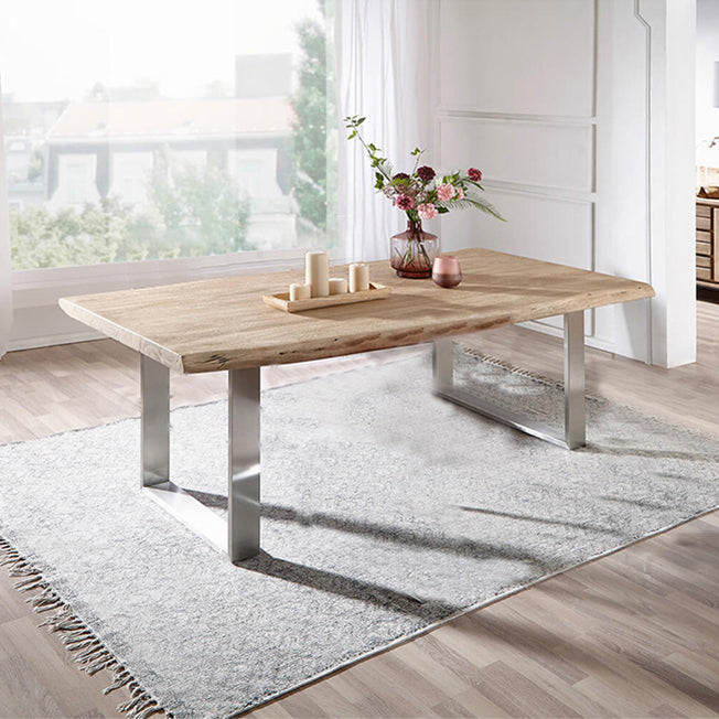 Mesa de comedor de madera sólida rectangular mesa de pedestal de lujo para comedor para comedor