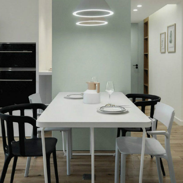Rectangle Shape Luxury Dining Table White Sled Base Table with Solid Wood