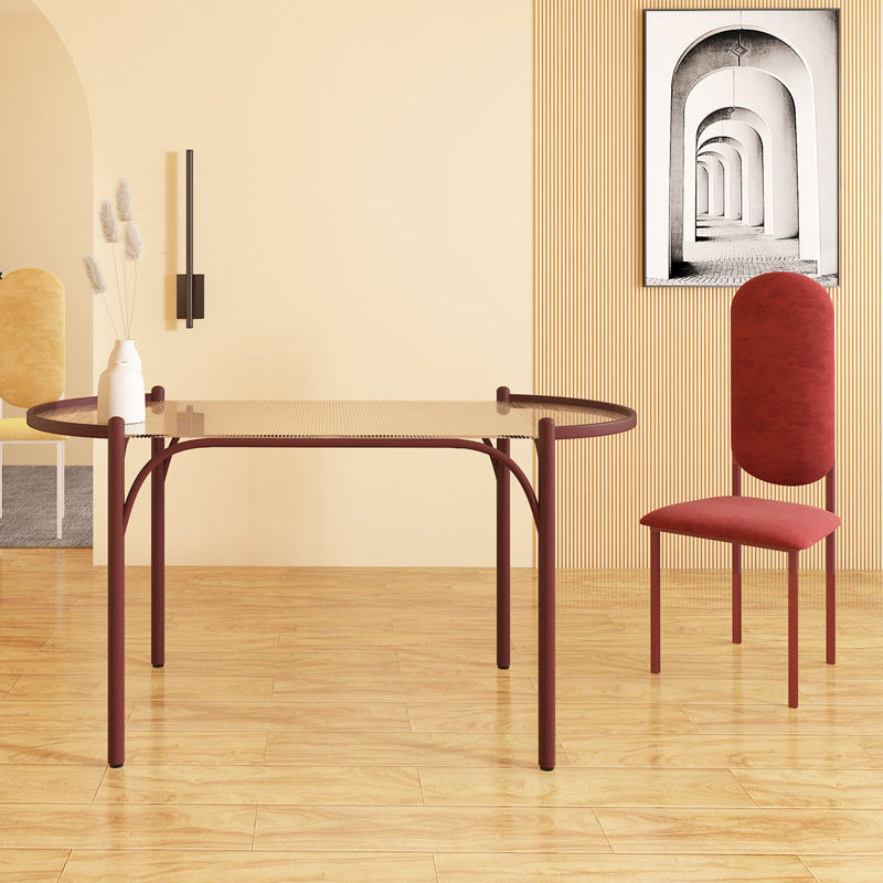 Modern Tempered Glass Dining Table for Restaurant Oval Indoor Table with 4 Legs