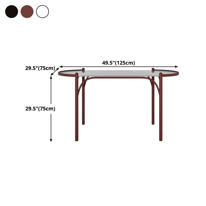 Modern Tempered Glass Dining Table for Restaurant Oval Indoor Table with 4 Legs