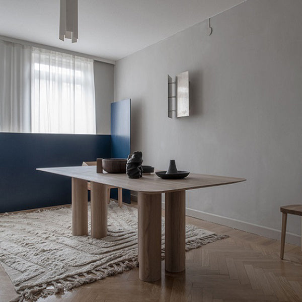 Rechthoek eenvoud eettafel houten kleur vaste tafel met massief hout