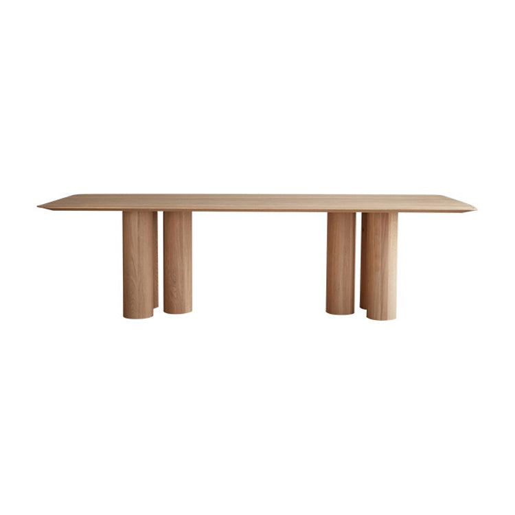 Rectangle Simplicity Dining Table Wood Color Fixed Table with Solid Wood