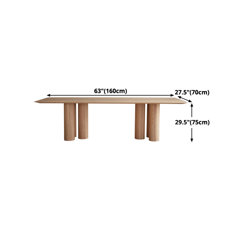 Rectangle Simplicity Dining Table Wood Color Fixed Table with Solid Wood