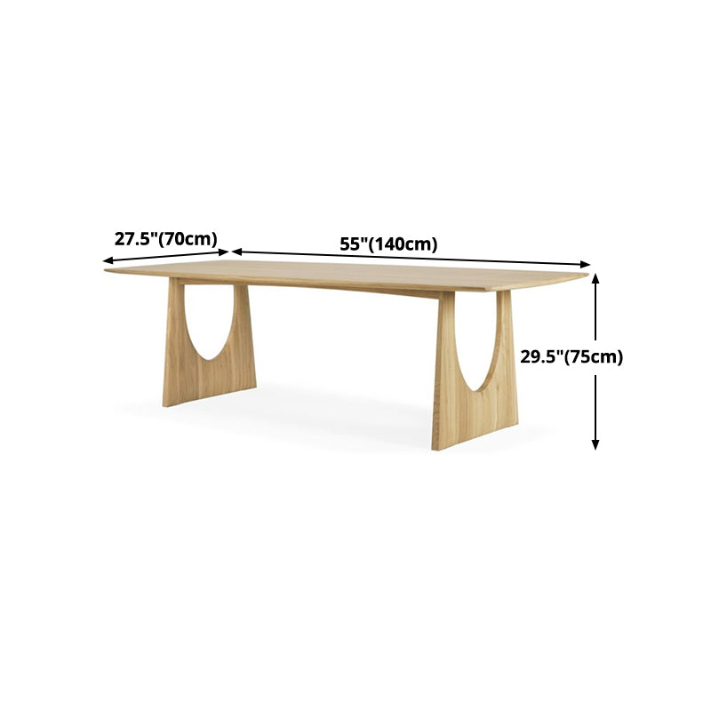 Rechthoek casual eettafel licht houten kleur vaste tafel met vaste houten basis