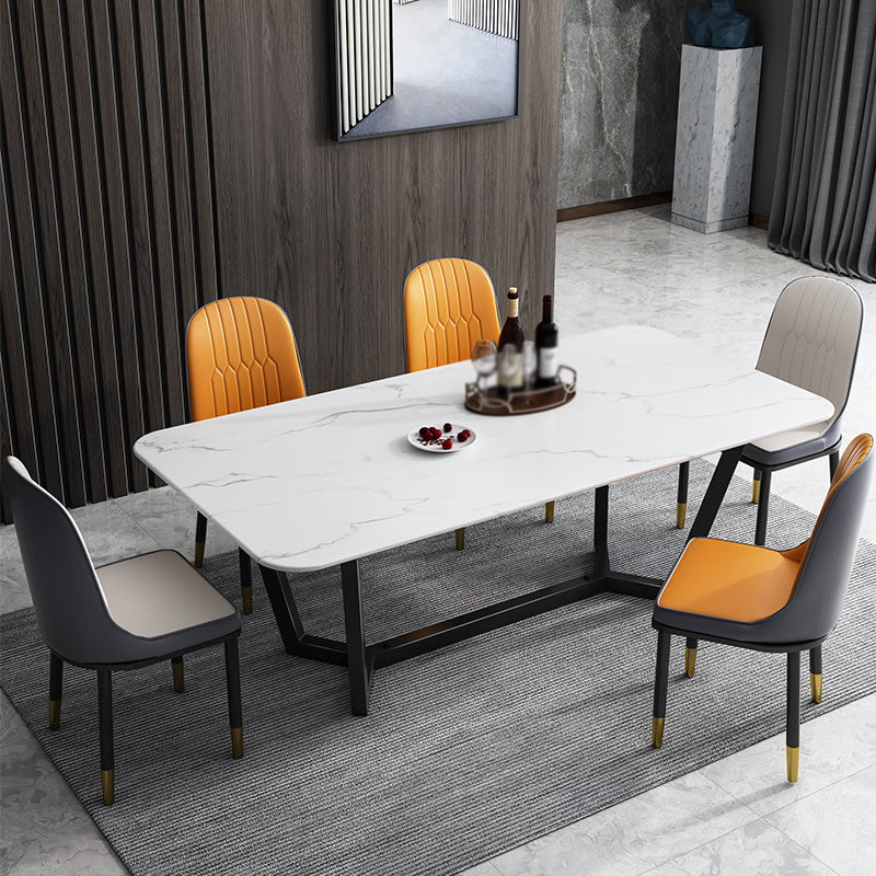 Sintered Stone Top Modern Table for Restaurant Oval Dining Table with Trestle Base