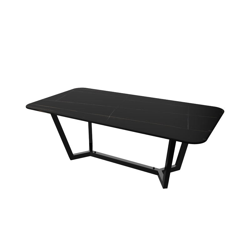 Sintered Stone Top Modern Table for Restaurant Oval Dining Table with Trestle Base